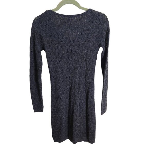 Free People Gray Open Knit Ruched V Neck Sweater Dress Size XS - Picture 2 of 7